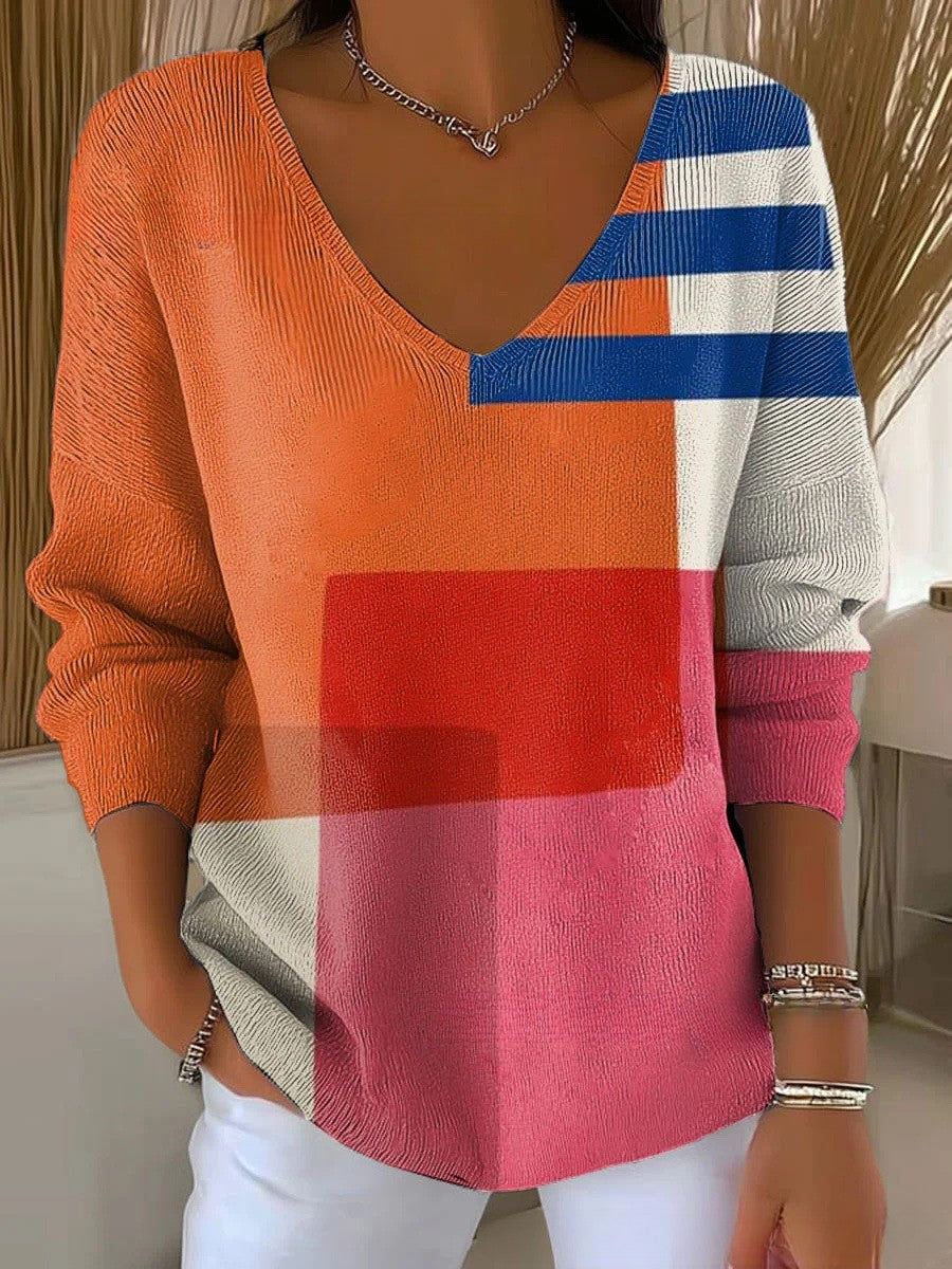 Grace – Colourful jumper with V-neck