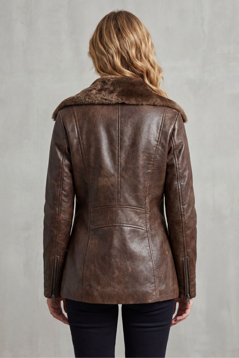 Richelle™ Classic Shearling Leather Jacket – Refined Style, Lasting Comfort