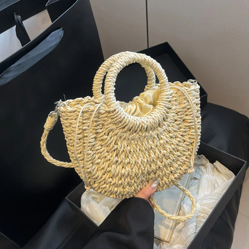 Handwoven Straw Crossbody Shoulder Bag