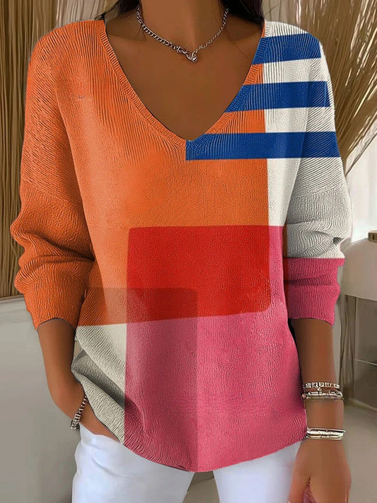 Grace – Colourful jumper with V-neck