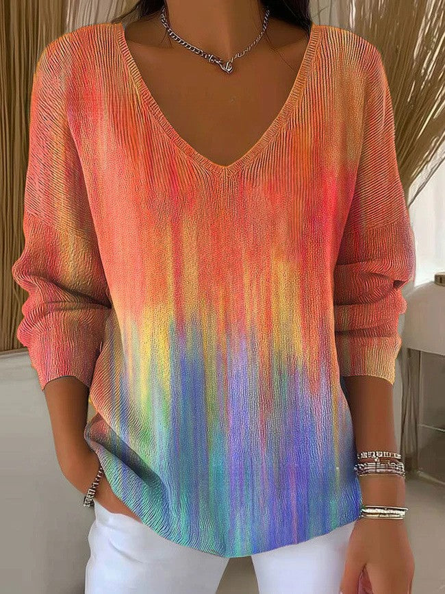 Holly – Colourful jumper with V-neck