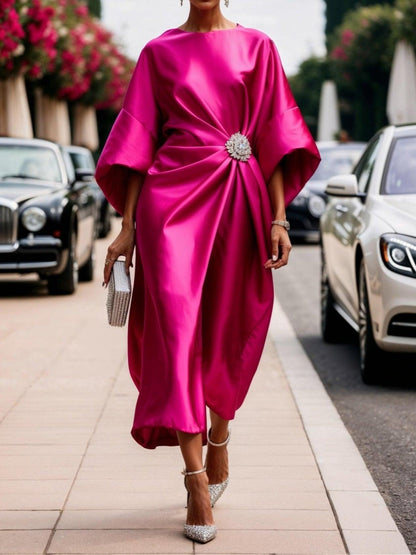 Marie™ Elegant Satin Midi Dress