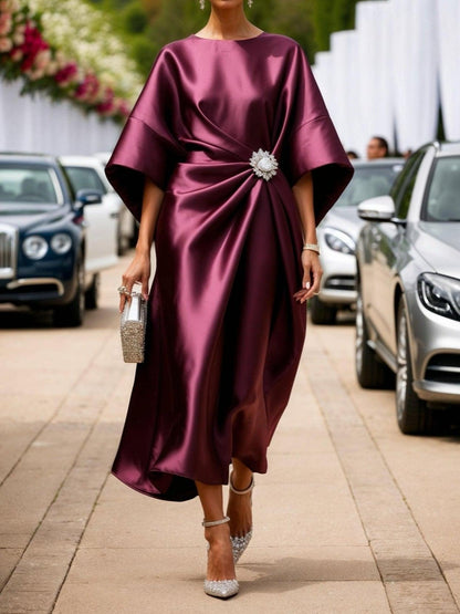 Marie™ Elegant Satin Midi Dress
