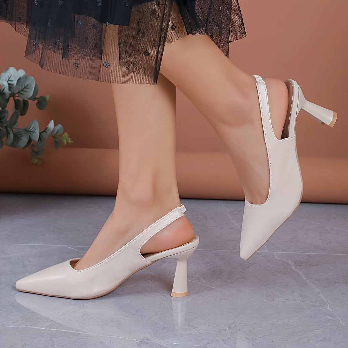 Nicola - Pointed Toe Slingback Stiletto Heels