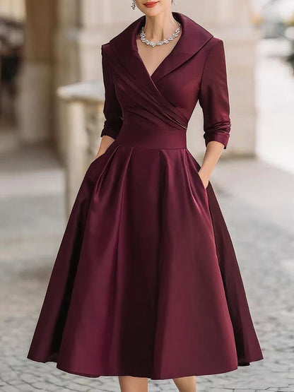 Myra | Elegant Long Sleeve Midi Dress