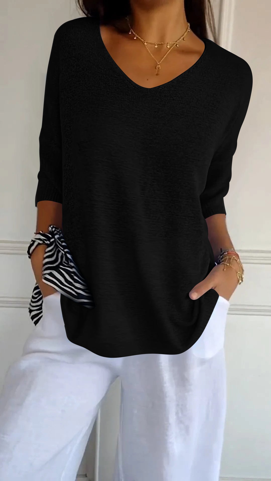Heather - Knitted V-neck top