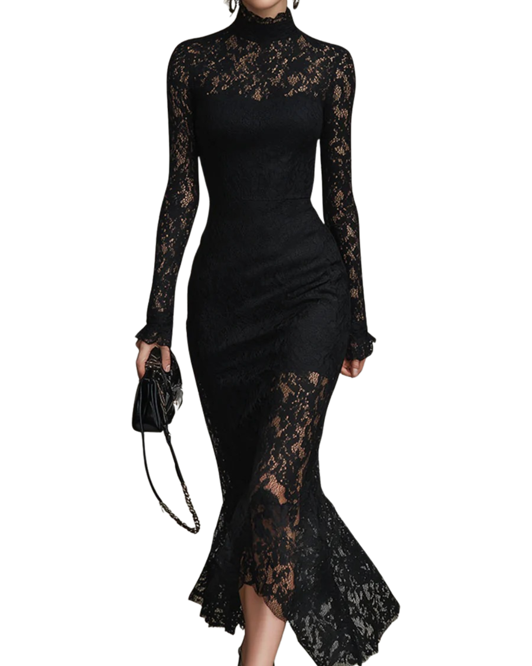Veronica | Black Lace Maxi Dress