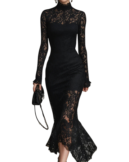 Veronica | Black Lace Maxi Dress