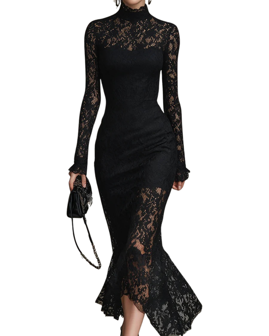 Veronica | Black Lace Maxi Dress