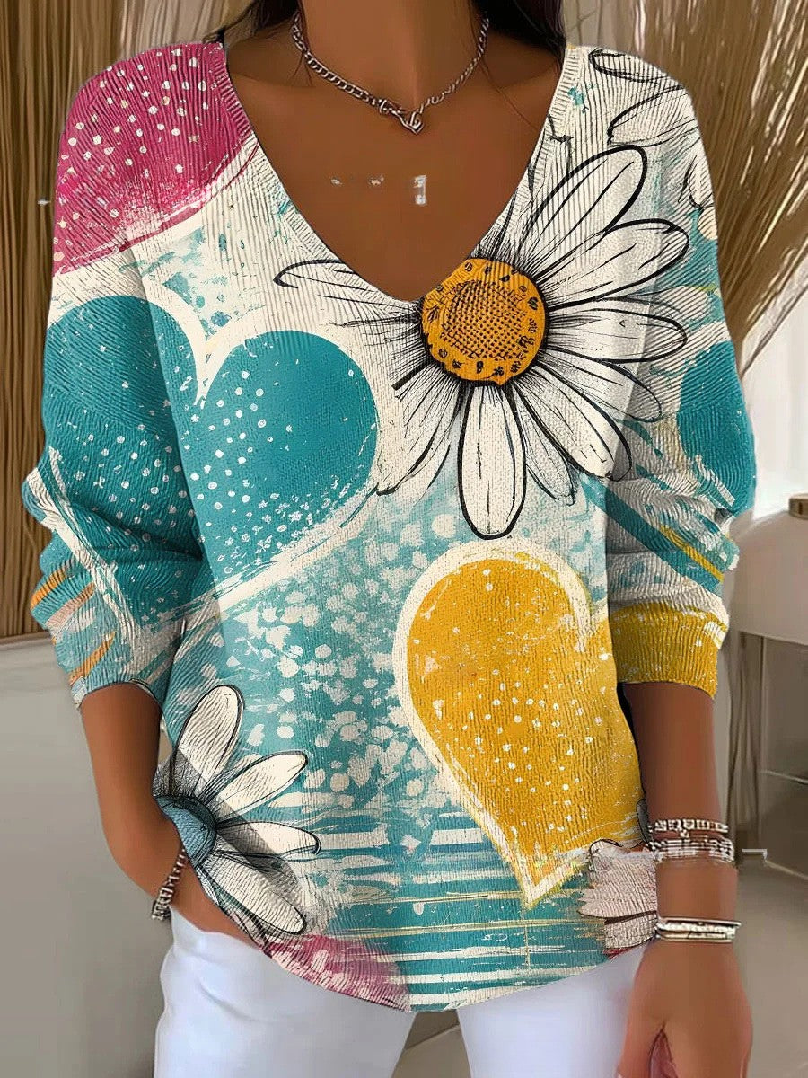 Hannah – Colourful jumper with V-neck