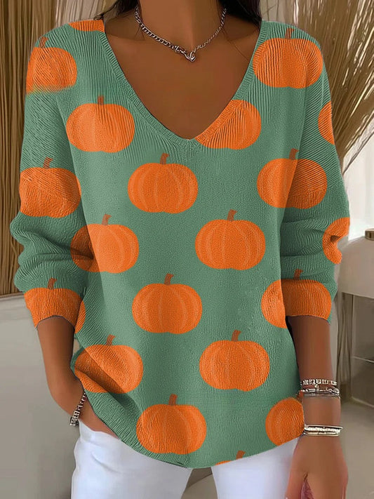 Amelia – Colourful jumper with V-neck