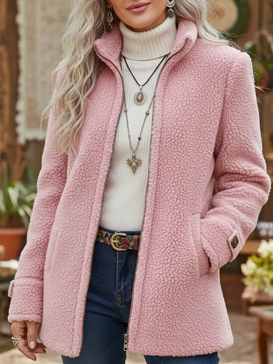 Michelle | Full-Zip Lambswool-Feel Stand Collar Jacket