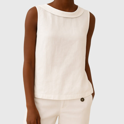 Camellia – Sleeveless Roll Collar Top