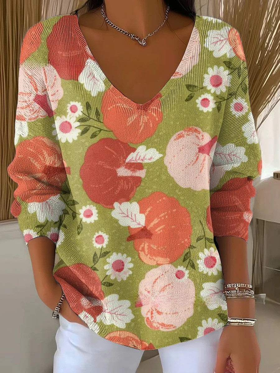 Abigail – Colourful jumper with V-neck