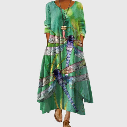 Alexandra - Ladies Summer Long Sleeve Printed Maxi Dress