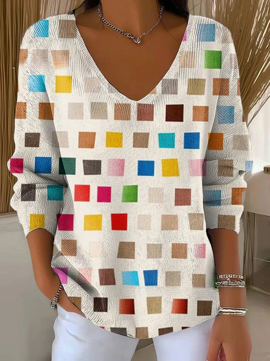 Sophie – Colourful jumper with V-neck