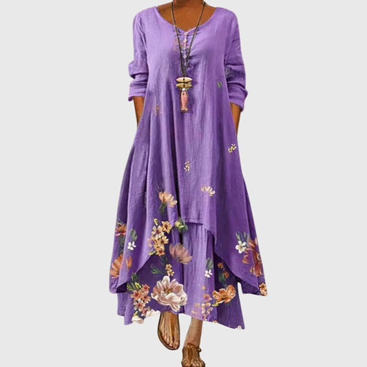 Alexandra - Ladies Summer Long Sleeve Printed Maxi Dress