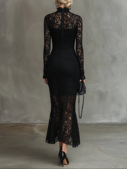Veronica | Black Lace Maxi Dress