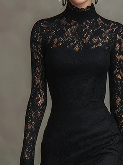 Veronica | Black Lace Maxi Dress