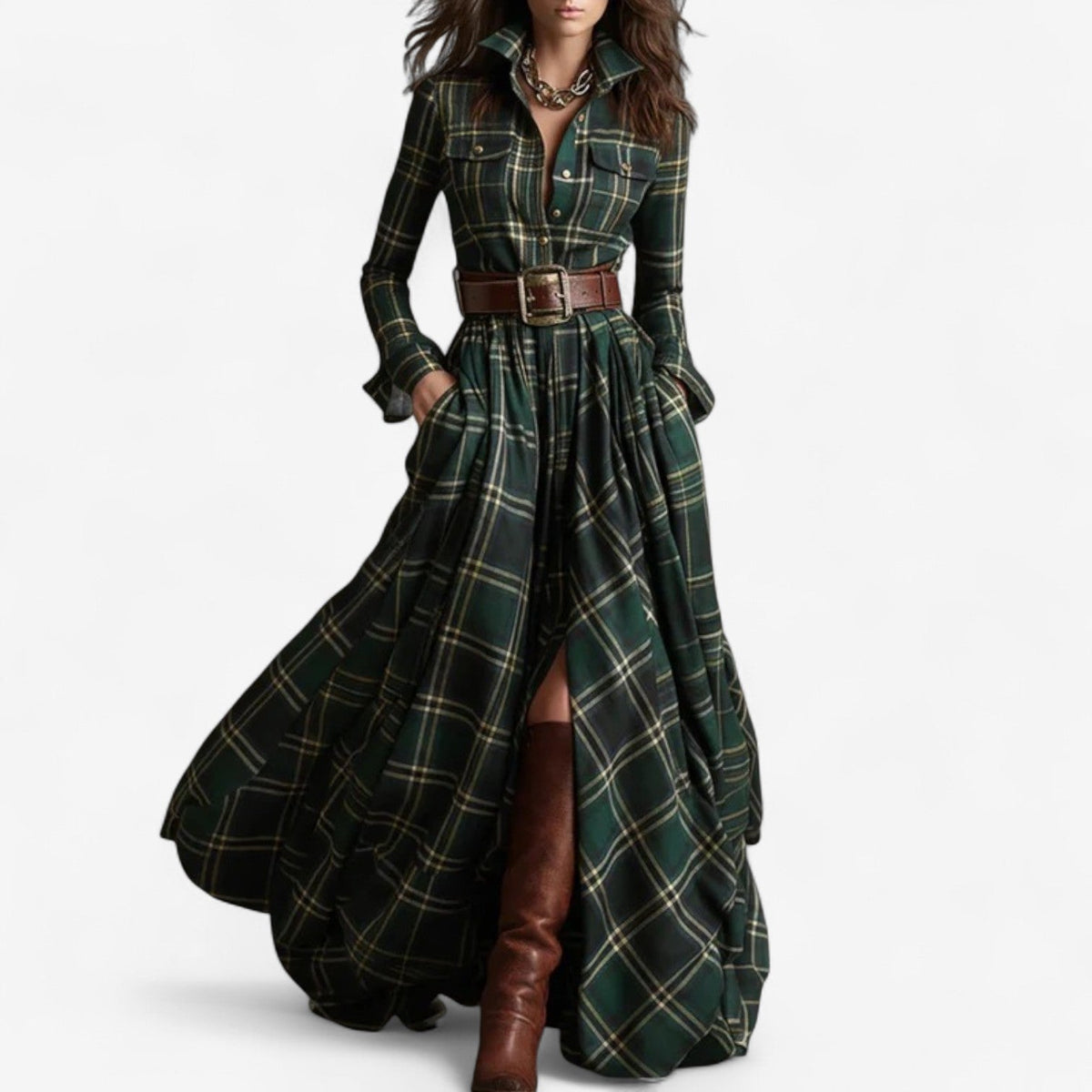 Abigail™ Maxi Dress with Timeless Check Patternrn