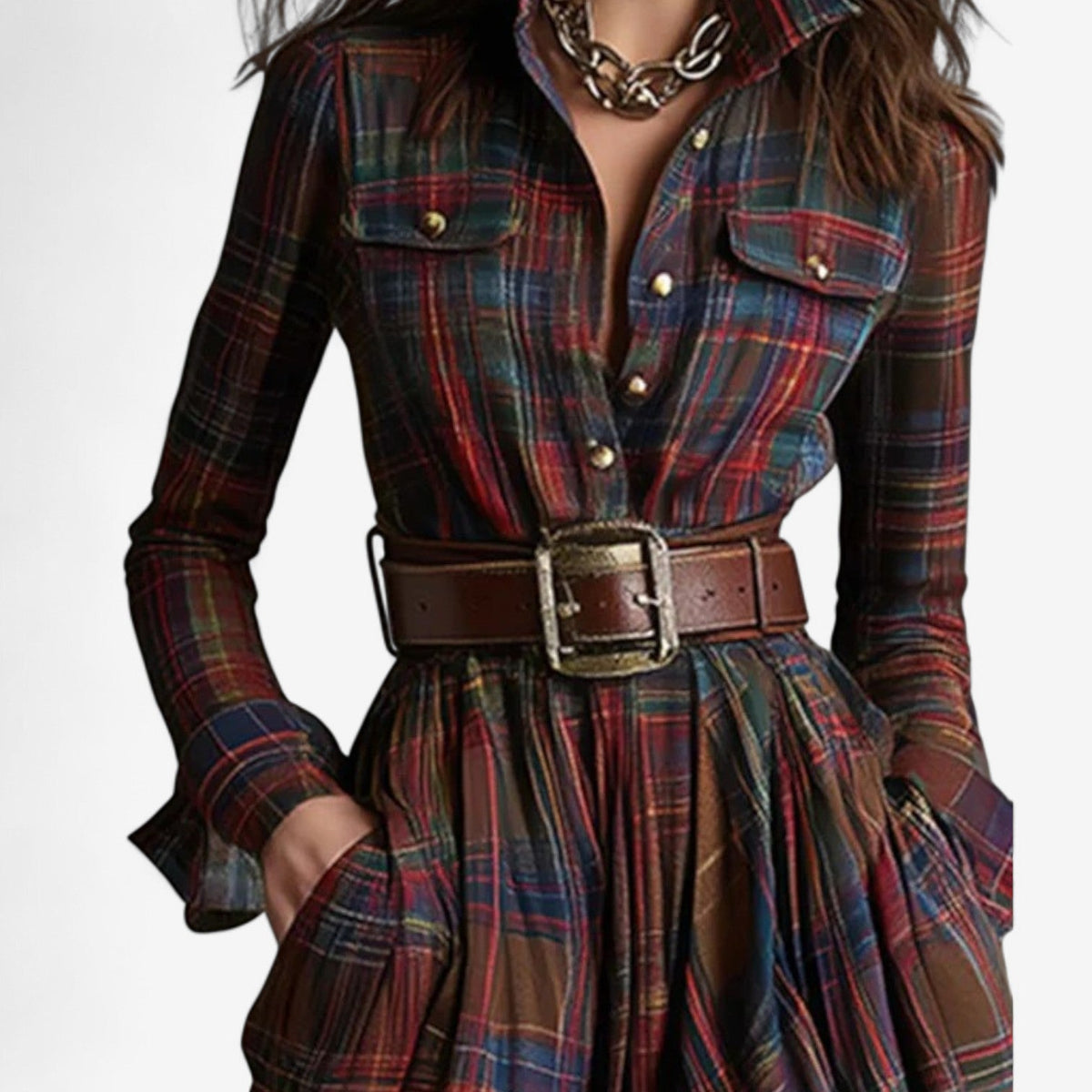 Abigail™ Maxi Dress with Timeless Check Patternrn