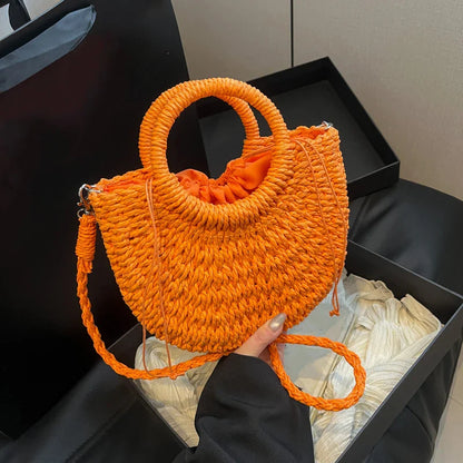 Handwoven Straw Crossbody Shoulder Bag