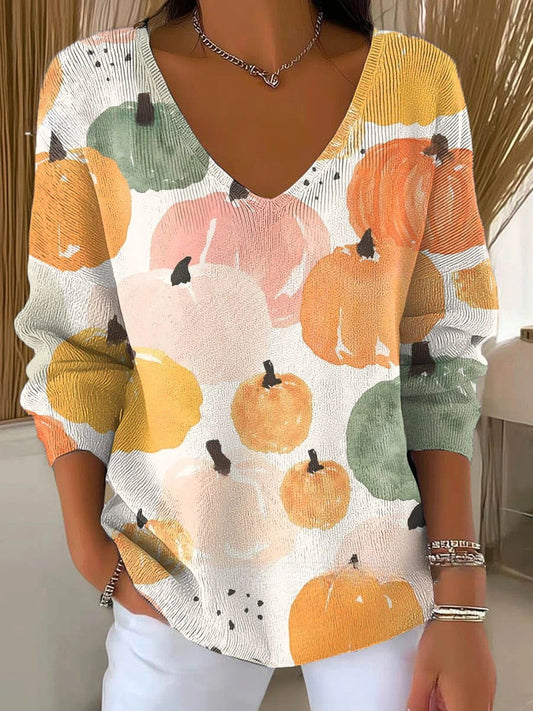 Eleanor – Colourful jumper with V-neck
