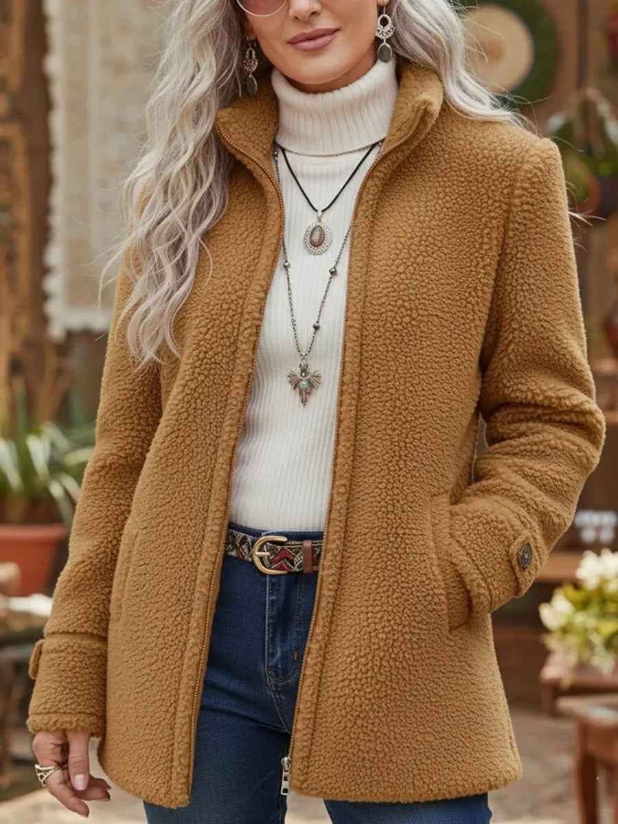 Michelle | Full-Zip Lambswool-Feel Stand Collar Jacket