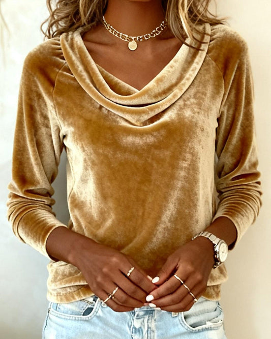 Elaine™ | Soft Velvet Long Sleeve Top