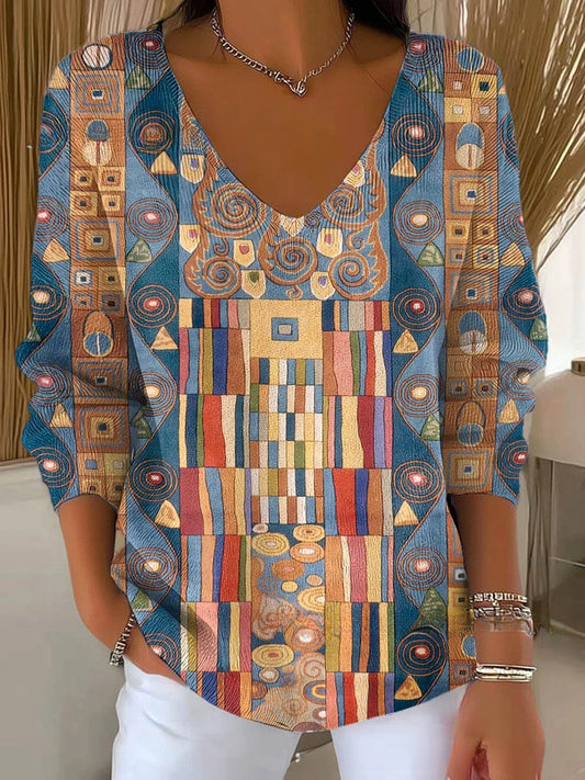 Emma  – Colourful jumper with V-neck