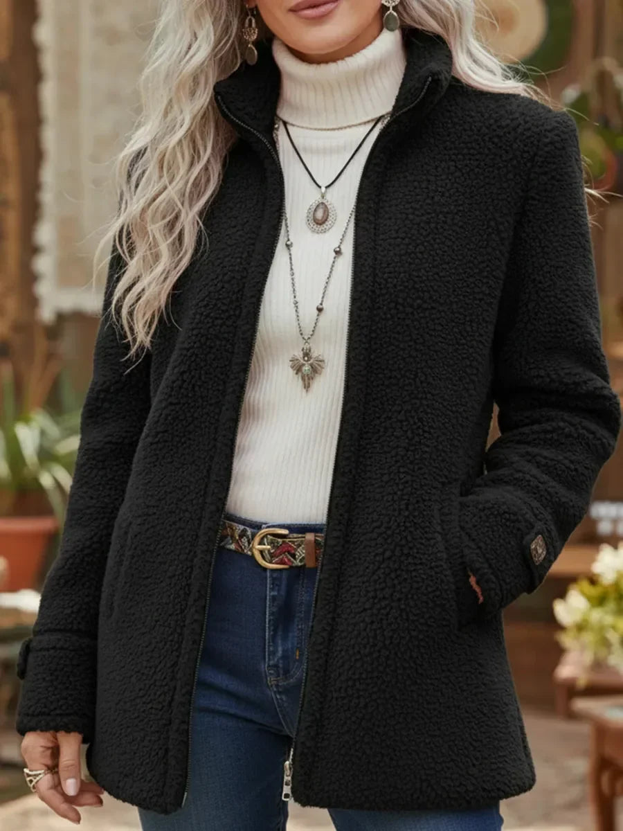 Michelle | Full-Zip Lambswool-Feel Stand Collar Jacket