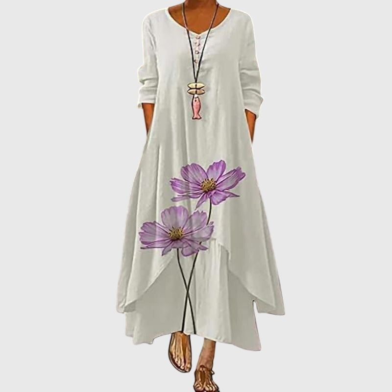 Alexandra - Ladies Summer Long Sleeve Printed Maxi Dress