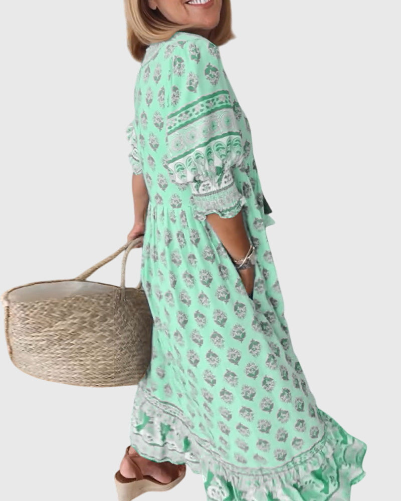 Bridget - Printed V-Neck Dress
