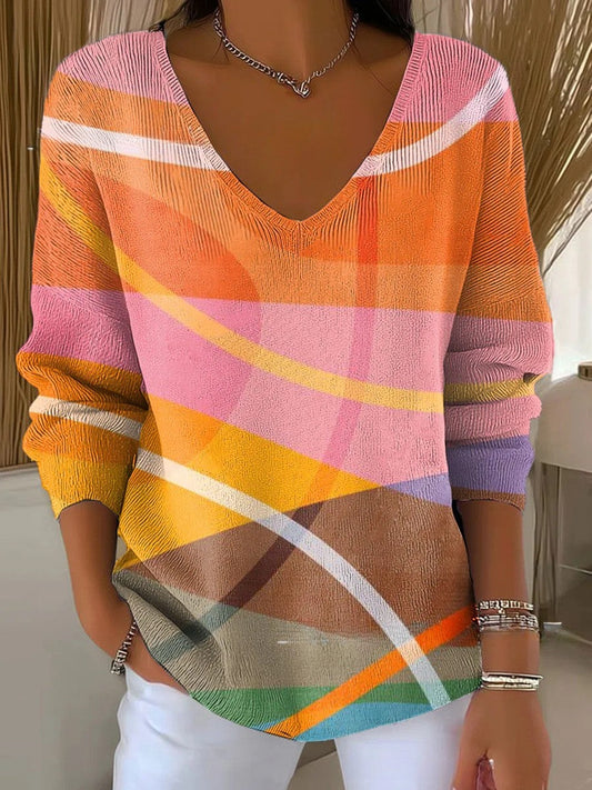 Lauren – Colourful jumper with V-neck