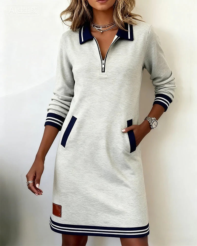 Sandy™ Chic Long Sleeve Cotton Dress