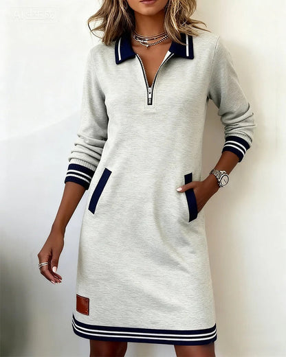 Sandy™ Chic Long Sleeve Cotton Dress