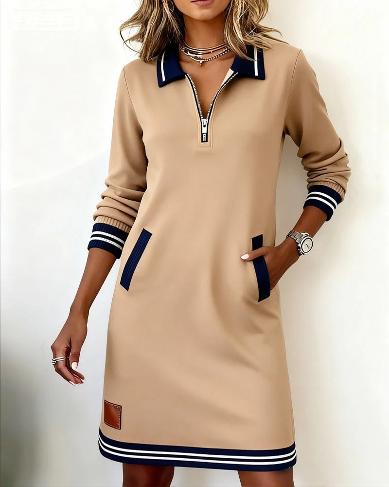 Sandy™ Chic Long Sleeve Cotton Dress