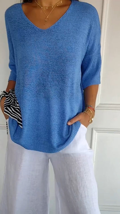 Heather - Knitted V-neck top